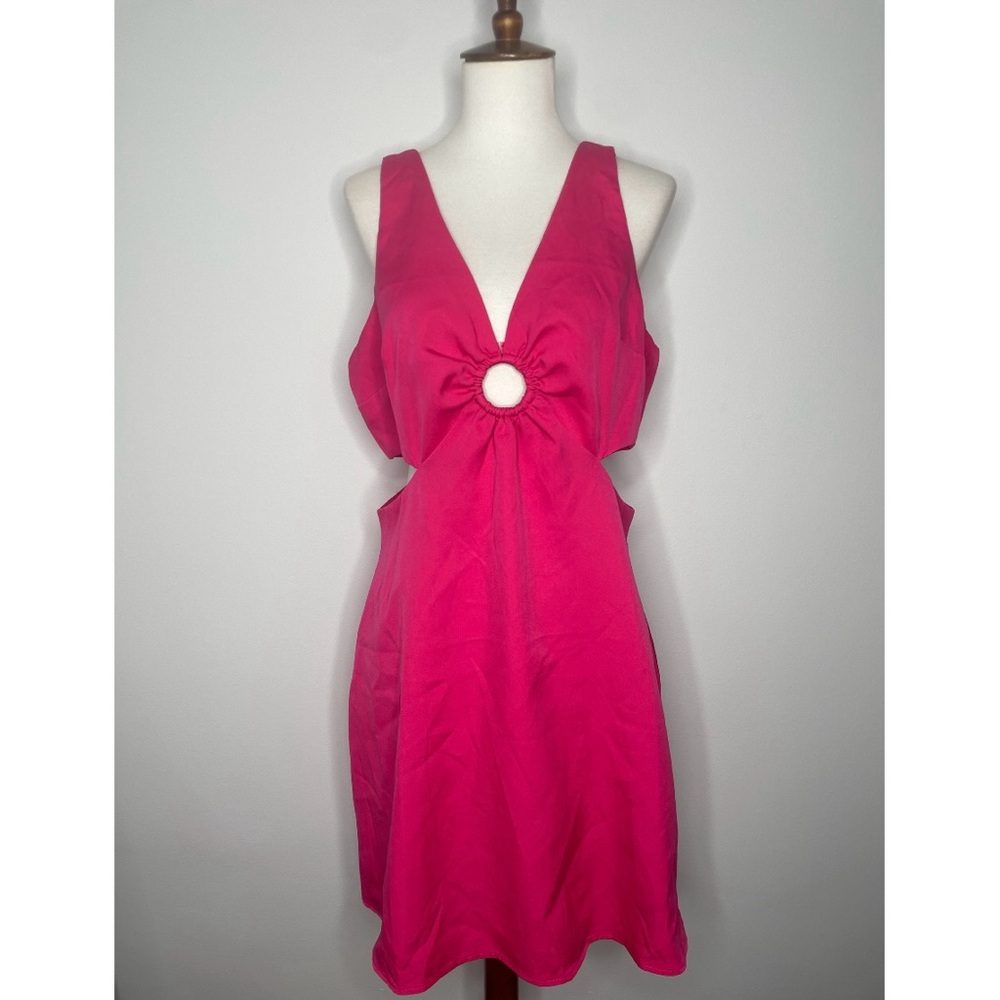 NWT XL Lush Hot Pink Key Hole Summer Dress